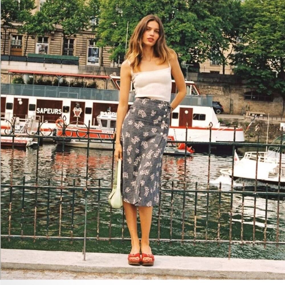 NEW Rouje Gloria Wrap Midi Skirt Polka Dot Floral Sz 42 (US 10) - Picture 10 of 10